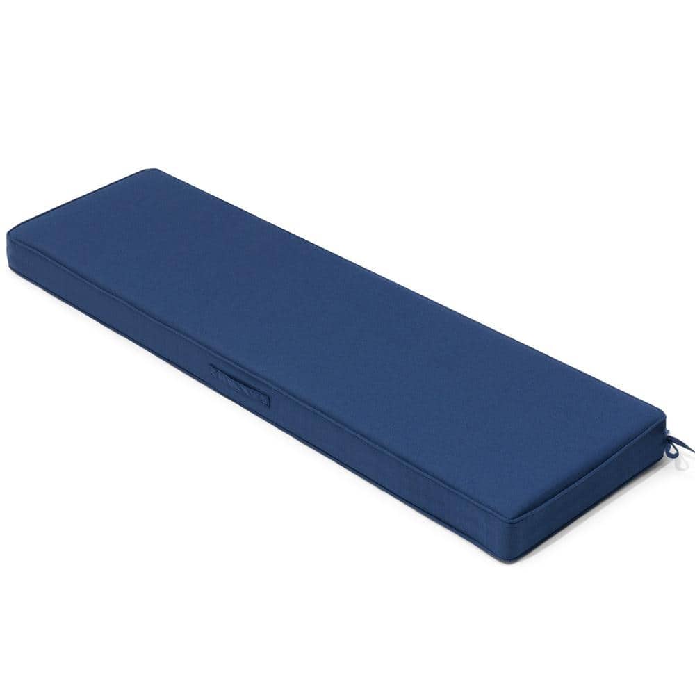 1-Piece 18.5 in. x 59 in. Rectangular Outdoor Bench Cushion in Navy Blue