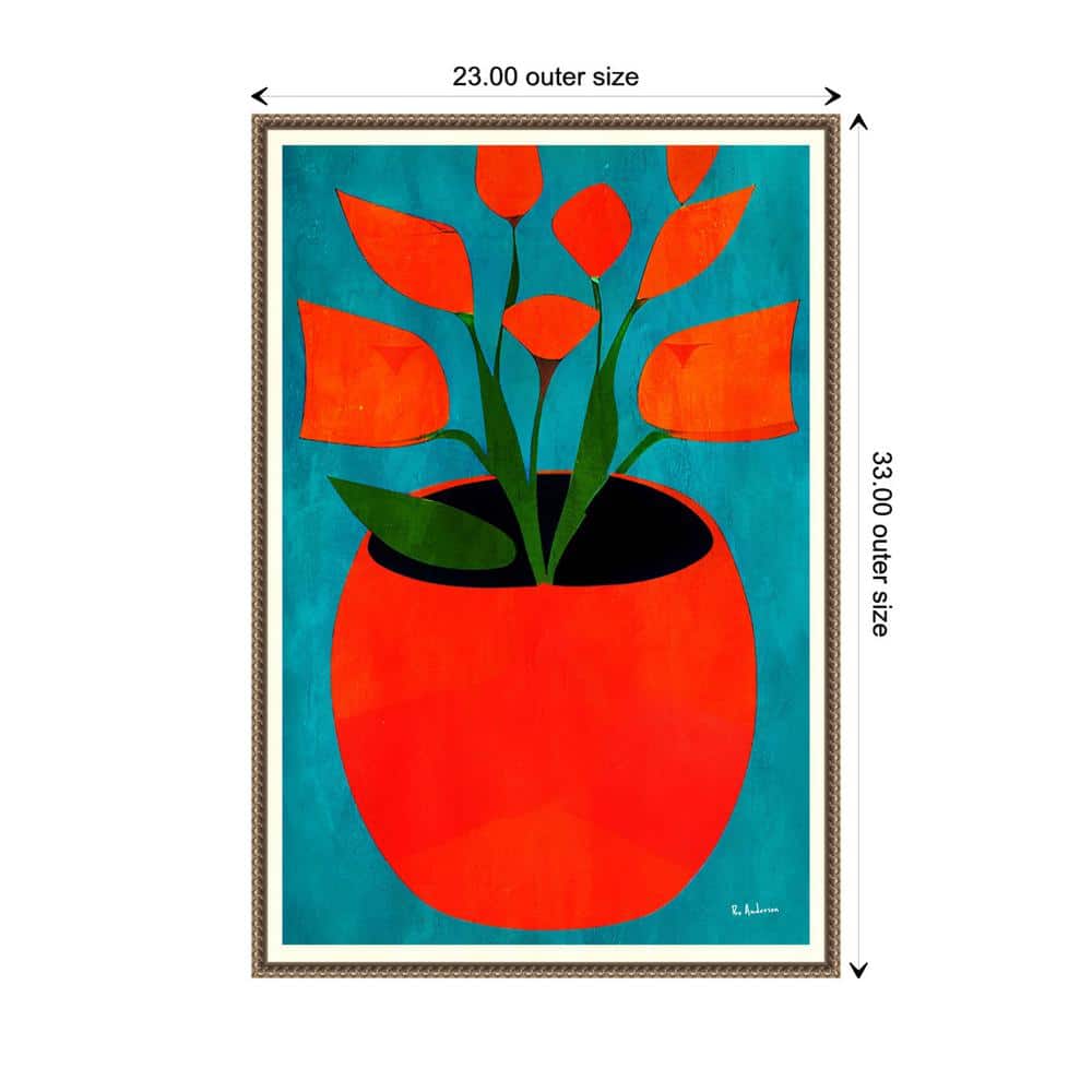 Large Red and Orange Blossoms Abstract Framed Canvas Wall Art