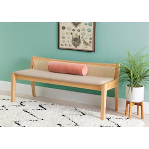 Tara Natural 52.36"L x 18.75"D x 23.37"H Cane Bench with Padded Seat