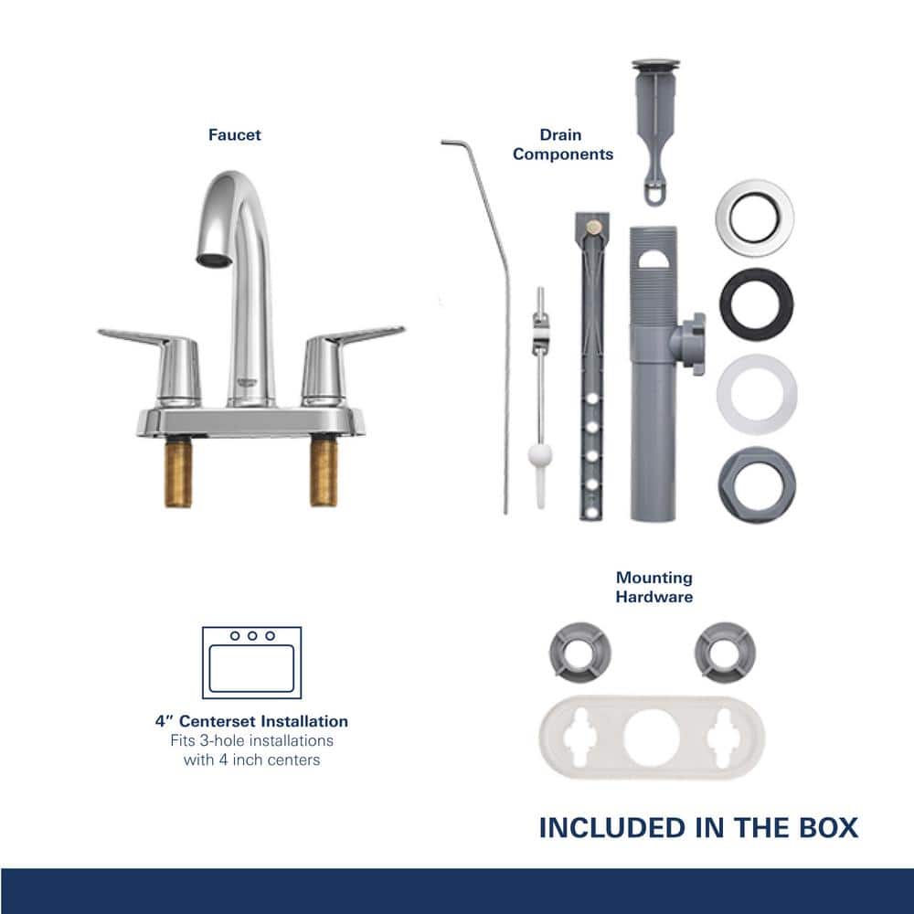 Veletto Starlight Chrome 2-Handle 4" Centerset Bathroom Faucet