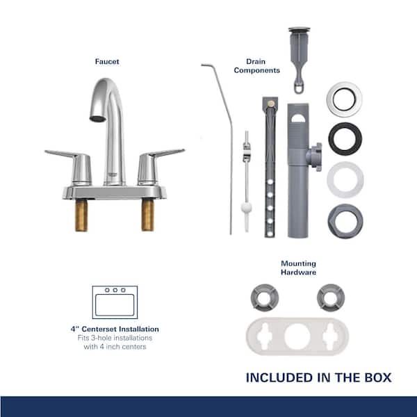 Veletto 4 in. Centerset 2-Handle High-Spout Bathroom Faucet in StarLight Chrome