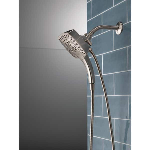 Delta HydroRain 2-in-1 Shower Head With Handheld Spray – 5 Settings, Brushed Nickel, 2.5 GPM, Touch-Clean Nozzles