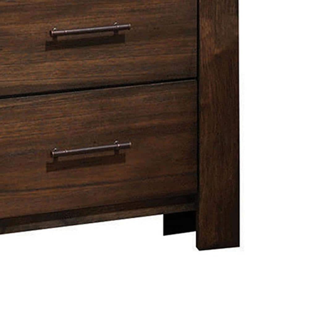 Merrilee Antique Brass 2-Drawer Oak Nightstand