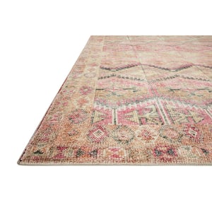 Layla Pink/Lagoon 2 ft. x 5 ft. Distressed Bohemian Printed Area Rug