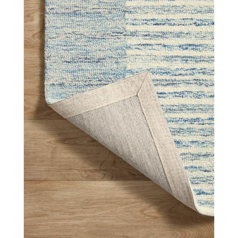 Ivory Stripe Hand-Tufted Wool Area Rug 5' x 7'