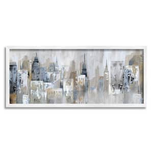 Layered Urban City Skyline Design By Nan Framed Architecture Art Print 24 in. x 10 in.
