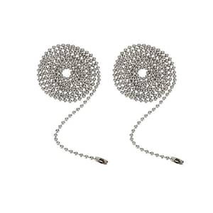 3 Feet Brushed Pewter Beaded Pull Chain with Connector (2-Pack)