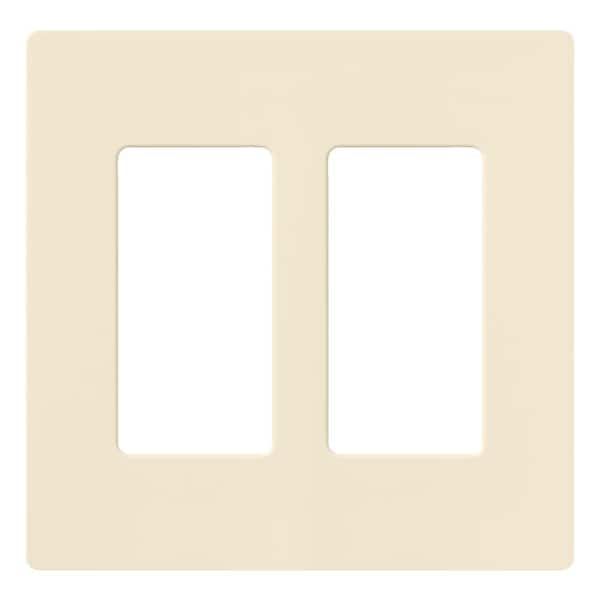 Lutron Claro 2 Gang Wall Plate for Decorator/Rocker Switches, Gloss, Almond (CW-2-AL) (1-Pack)