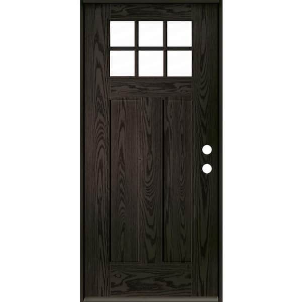 Krosswood Doors PINNACLE Craftsman 36 in. x 80 in. 6-Lite Left-Hand/Inswing Clear Glass Baby Grand Stain Fiberglass Prehung Front Door
