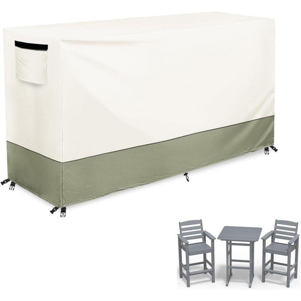 Patio Dining Set Covers,Waterproof Outdoor Chairs and Table Sets Cover, Bar Table Set Covers,72''L x 30''W x 42''H-Beige