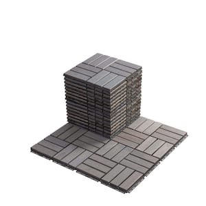 12 in. x 12 in. Interlocking Deck Tiles, Gray Checkered Pattern for Decks, Patios (20-Pack)