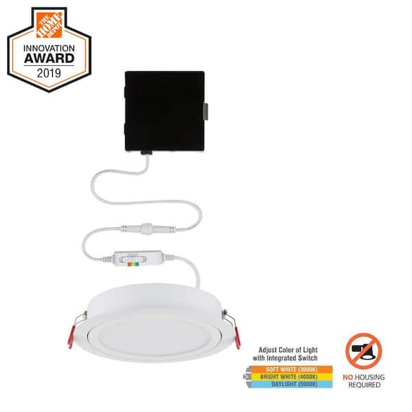 Commercial Electric Slim Directional 6in. Selectable New Construction and Remodel Canless Recessed Integrated LED Kit for slope ceiling