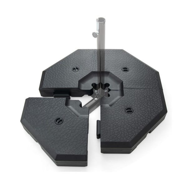 4-Piece Heavy-Duty Plastic Square Patio Umbrella Base for Cantilever Offset Umbrella in Black