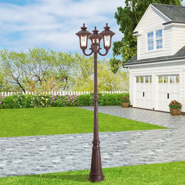 Whitingham 3-Light Imperial Bronze Cast Aluminum Hardwired Outdoor Waterproof Post Light Set With No Bulbs Included