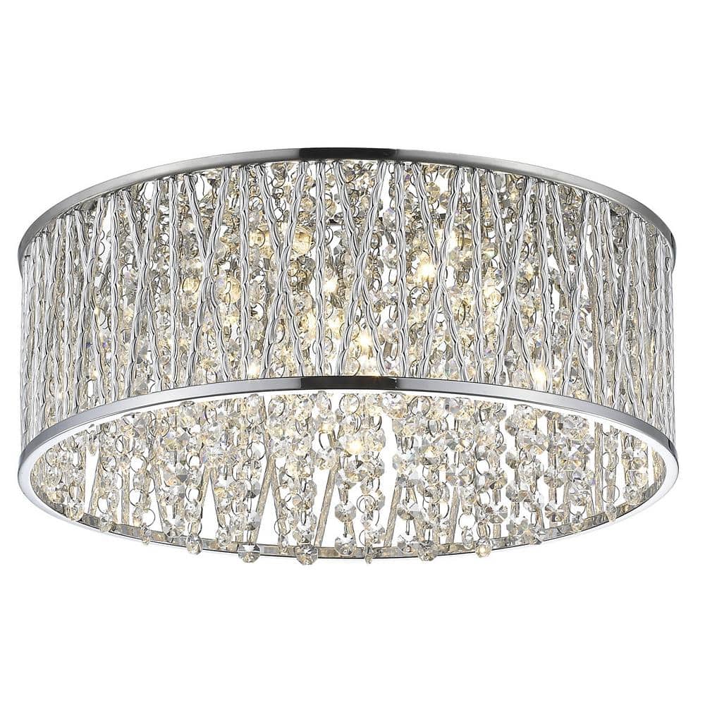 Decor Therapy Collins Laser Cut Aluminum and Chrome and Crystal Integrated  LED Flush Mount Light CH1430 - The Home Depot