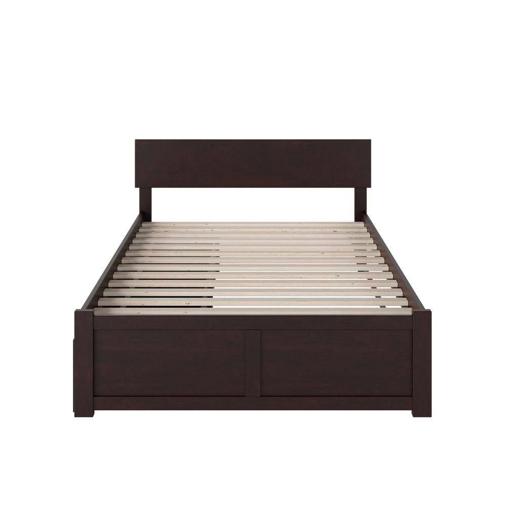 Orlando Dark Stained Wood Full Platform Bed with Storage