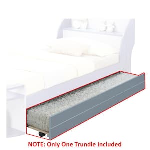 Transitional Style Gray Wooden Trundle Bed with Caster Wheels