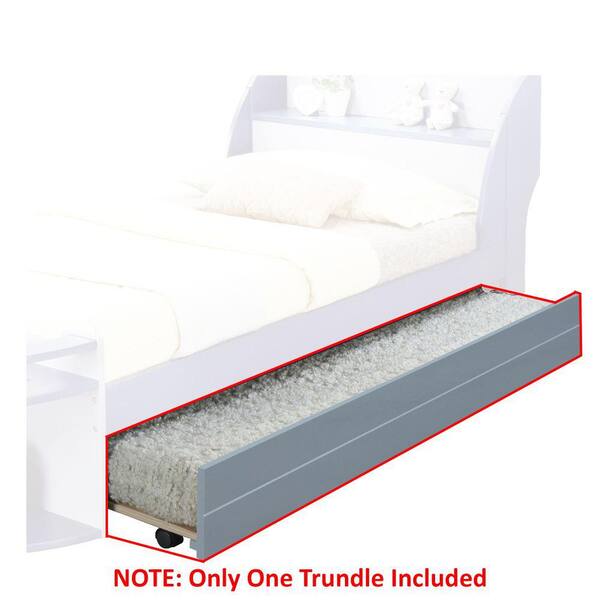 Benjara Transitional Style Gray Wooden Trundle Bed with Caster Wheels