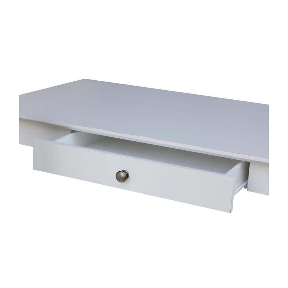Transitional Beach White 48" Solid Hardwood Home Office Desk with Drawer