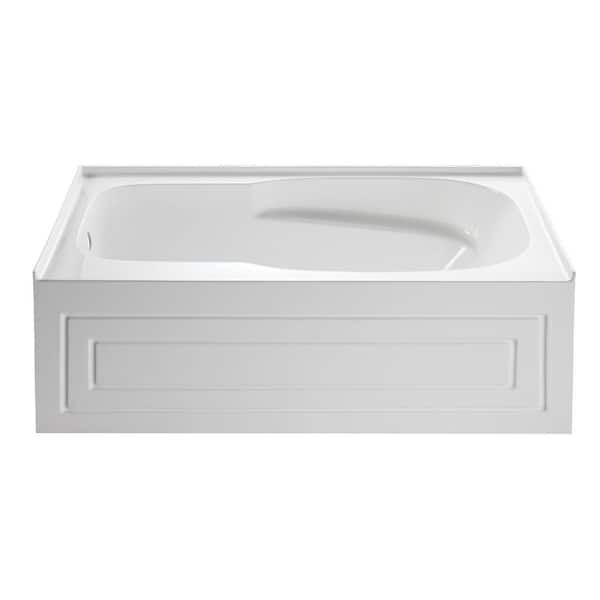 Kingston Brass Oriel 60 in. Acrylic Left Drain Rectangular Alcove Bathtub in White