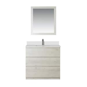 Vamo 36in. x 20in. Solid White Countertop Single Vanity in Rustic Gray