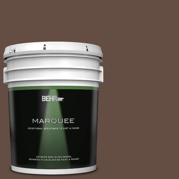 BEHR MARQUEE 5 gal. #S-G-760 Chocolate Coco Semi-Gloss Enamel Exterior Paint & Primer