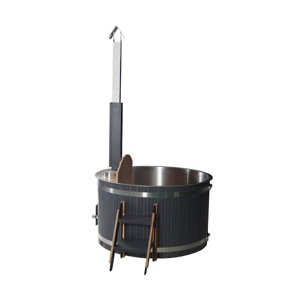 ALEKO 4-Person Stainless Steel 0-Jet Hot Tub and Cold Plunge Tub