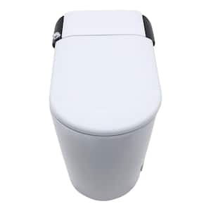 Elongated Bidet Toilet 1.28 GPF in White with Foot Sensor Open Cover, Auto Flushing, Color Light, Massage Washing