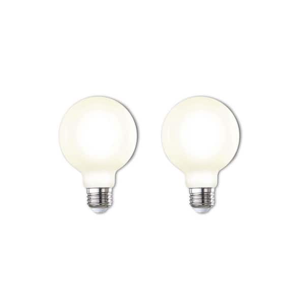 Bulbrite 60-Watt Equivalent G25 Milky Dimmable Decorative Filament LED Light Bulb Warm White (2-Pack)