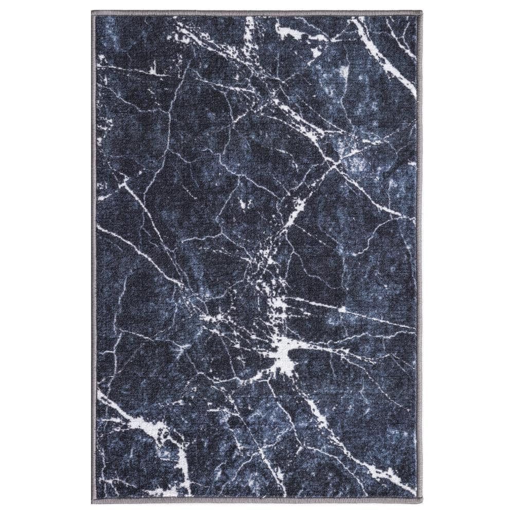 Eden Collection Marble Black 2 ft. x 3 ft. Machine Washable Abstract Indoor Area Rug price history on PriceWatchPro