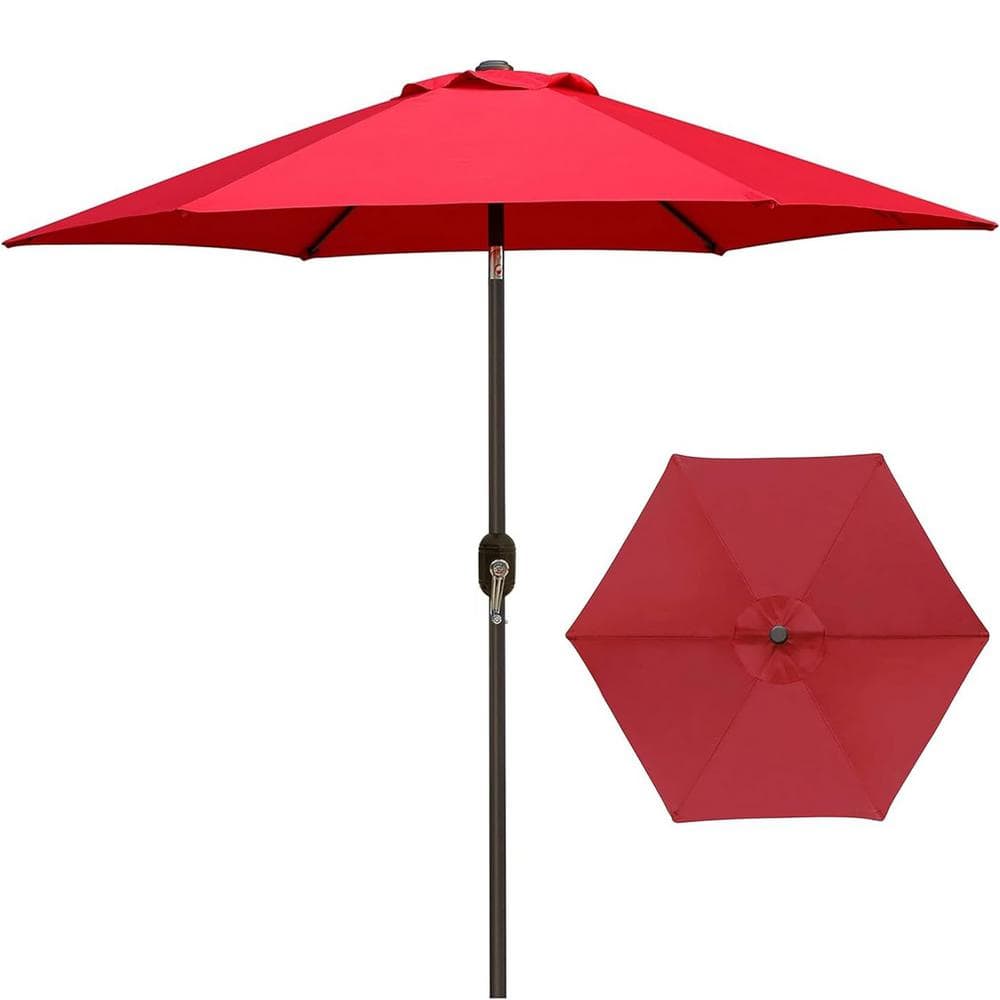 7.5 ft. Market Push Button Tilt Patio Umbrella in Red