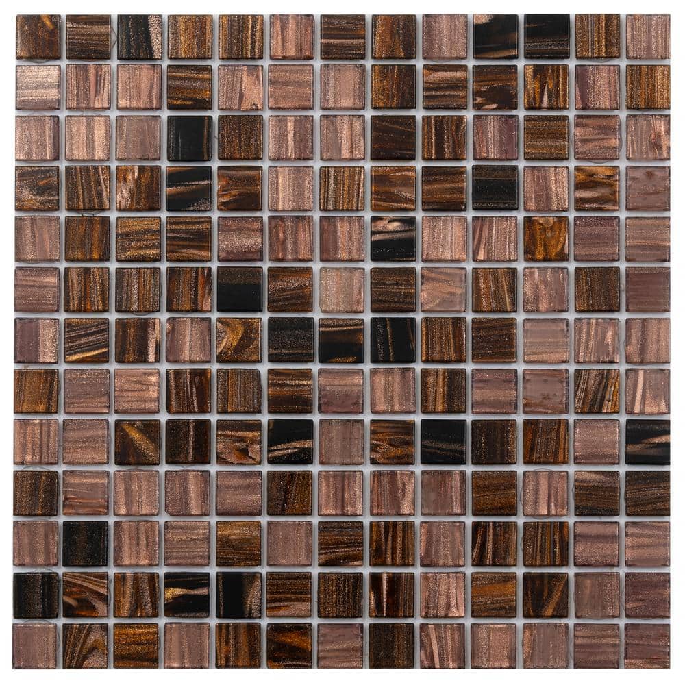 Mingles 12 in. x 12 in. Glossy Brown and Yellow Glass Mosaic Wall and Floor Tile (20 sq. ft./case) (20-pack) price history on PriceWatchPro