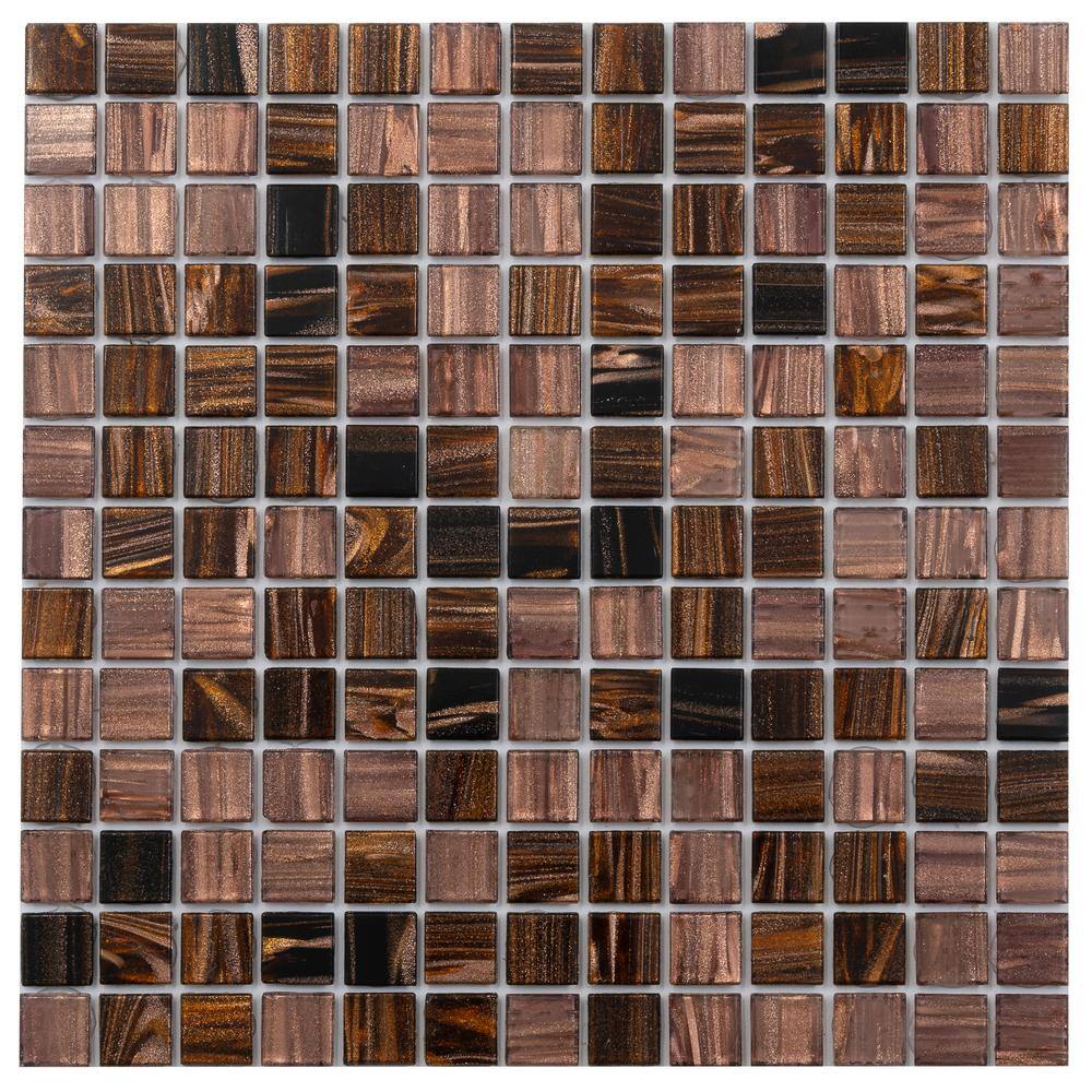 "Mingles 4"" x 6"" Glossy Brown & Yellow Glass Mosaic Uniform square Wall & Floor Sample Tile 0.13 sq. ft./Piece (1-Pack)" price history on PriceWatchPro