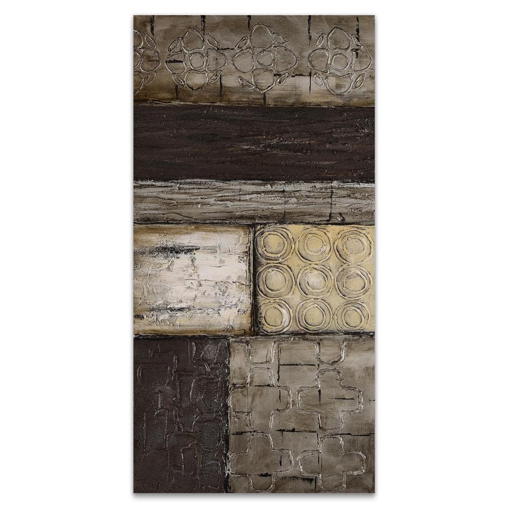 Large Gray and Brown Abstract Oil Canvas Artwork