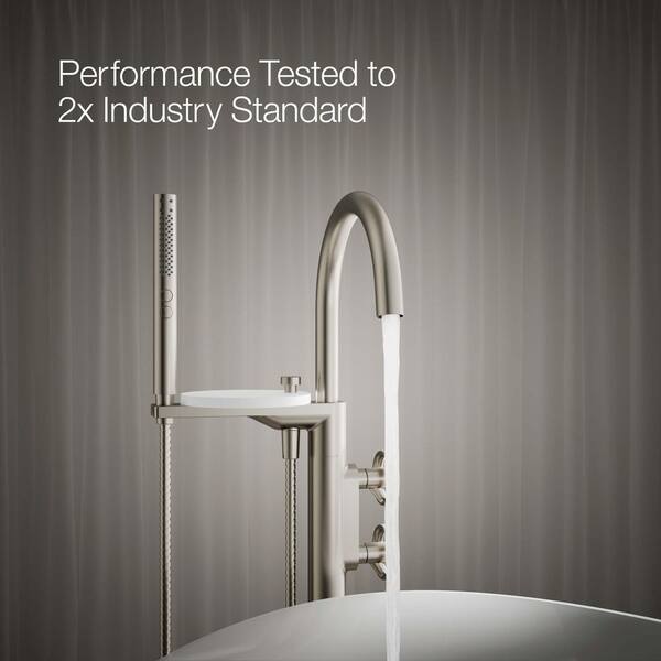 KOHLER Components Single-Handle Claw Foot Tub Faucet with Handshower in Vibrant Brushed Nickel