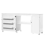 FRESCOLY Folding Sewing Table Shelves Storage Cabinet Craft Cart With  Wheels-White - ShopStyle