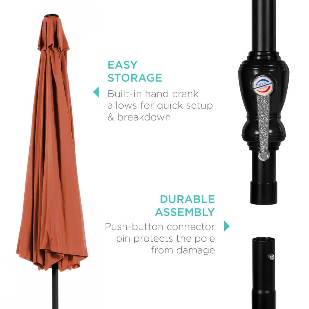 10ft Rust Hexagon Outdoor Steel Patio Umbrella with Crank