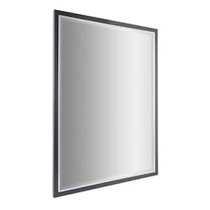 40 in. H x 30 in. W Rectangular Two-Toned Brushed Black and Chrome Metal Framed Beveled Edge Wall Vanity Mirror