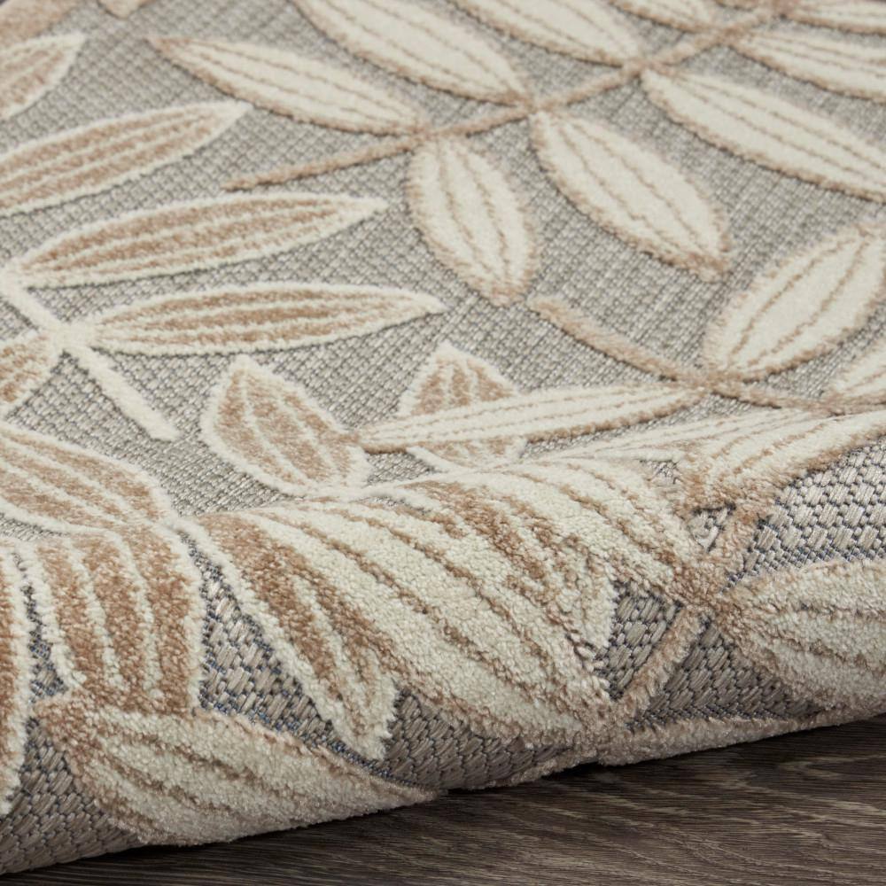 Natural Round Flat Woven Floral Area Rug