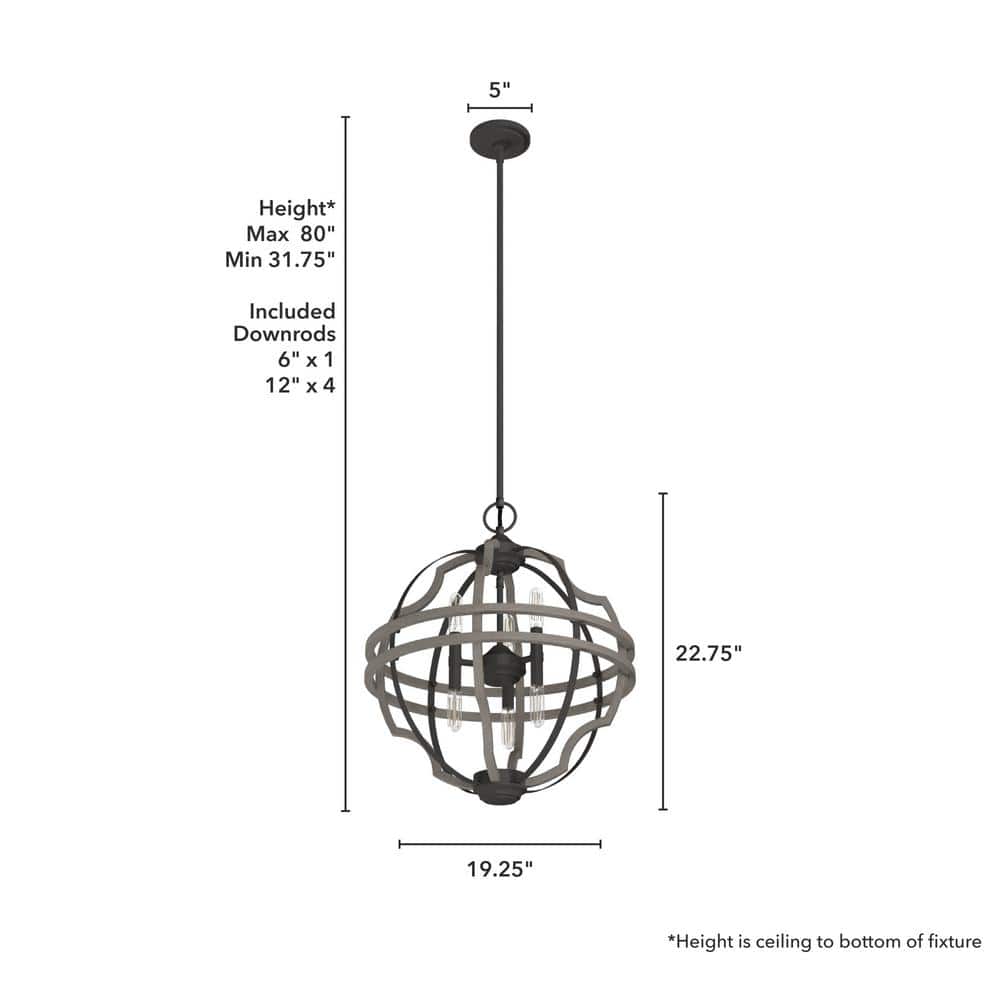 Stone Creek Noble Bronze Globe Pendant with LED Lights