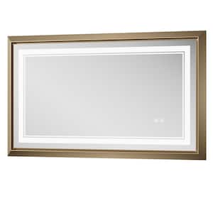 40 in. W. x 24 in. H Rectangular Aluminum Framed with 3-Colors Dimmable LED Wall Mount Bathroom Vanity Mirror in Gold