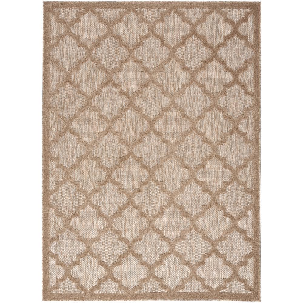 Natural Beige Synthetic Trellis Flat Woven 5' x 7' Rug