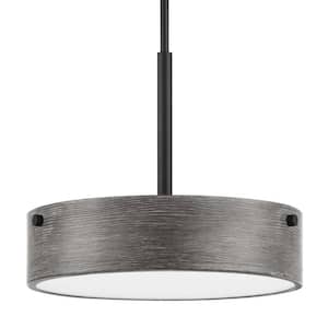 Huntmoor 60-Watt 3-Light Matte Black Pendant with Ebony Wood Metal and Etched White Diffuser Shade