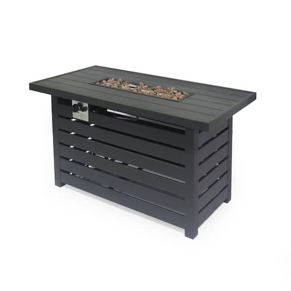セット Huluwat Black Rectangular 24 in.H Propane Gas Fire Pit Table