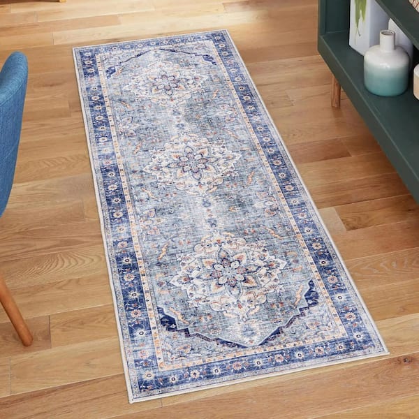 Soha Multi-Colored 2 ft. x 6 ft. Crystal Print Polyester Digitally Printed Runner Rug