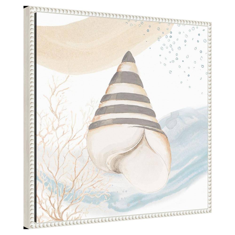 Sylvie Beaded White Framed Coastal Canvas Art Print