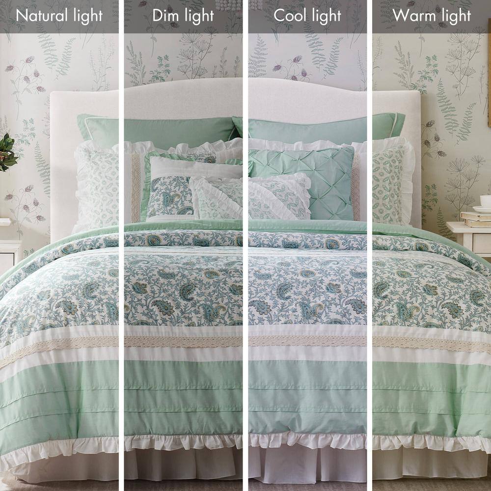 Blue Floral Queen Cotton Reversible Comforter Set