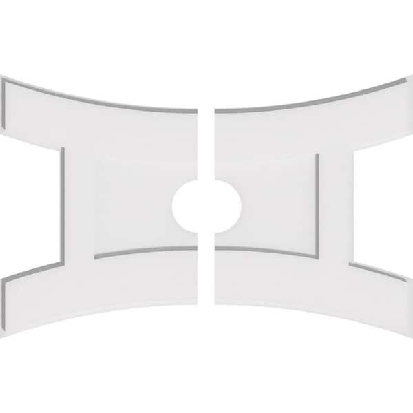 Ekena Millwork 30 in. W x 20 in. H x 4 in. ID x 1 in. P Haven Architectural Grade PVC Contemporary Ceiling Medallion (2-Piece)