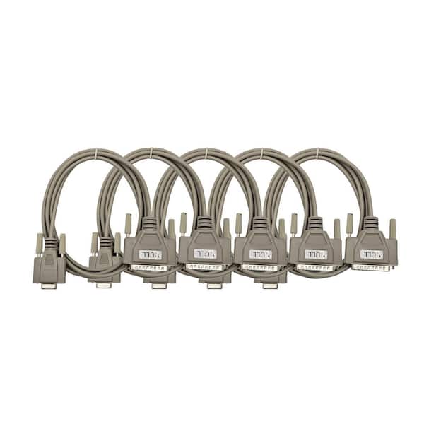 6 Feet Null Modem Serial (DB9 Female to DB25 Male) Cable Gray 5-Pack