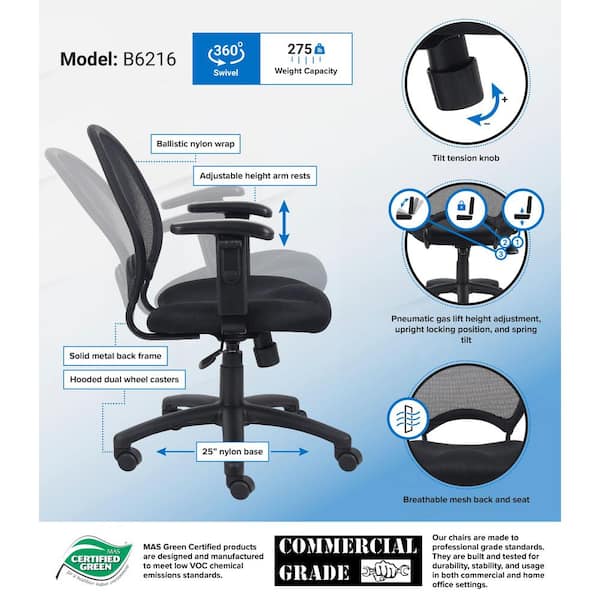 Mesh Back Task Chair Black - Boss Office Products